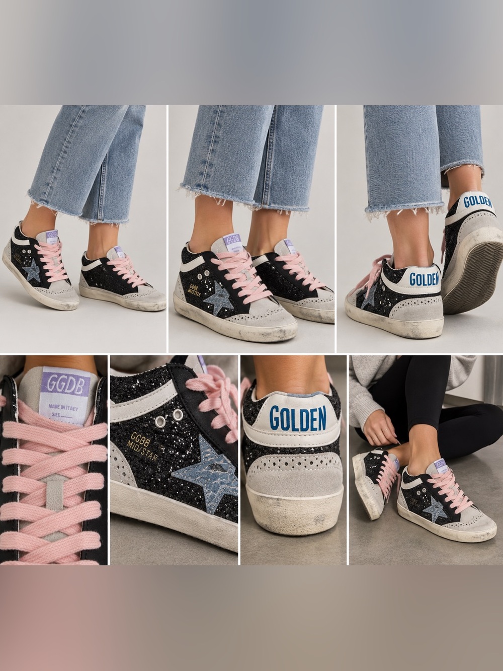 Golden Goose Ball Star Glitter Sneakers – Rare Colorway – Like New